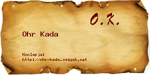Ohr Kada névjegykártya